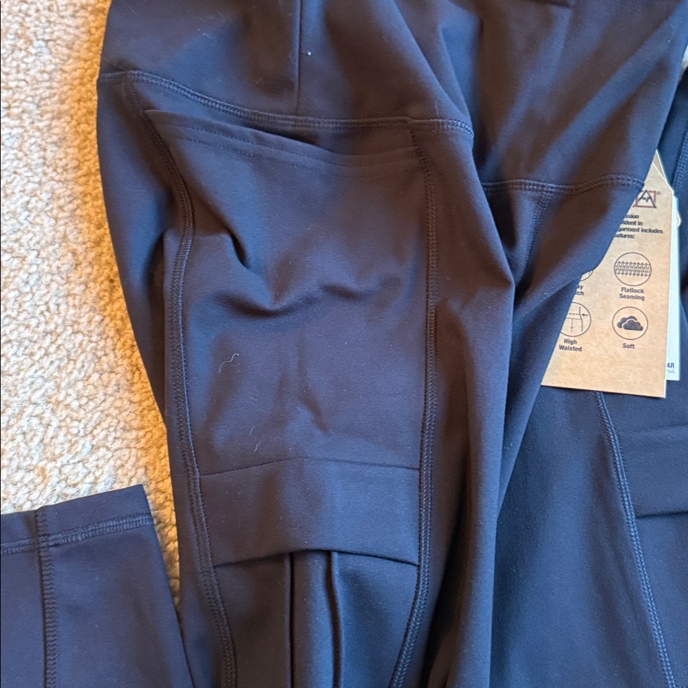 Avalanche high waist compression legging pockets black pants pull on medium - Picture 3 of 8